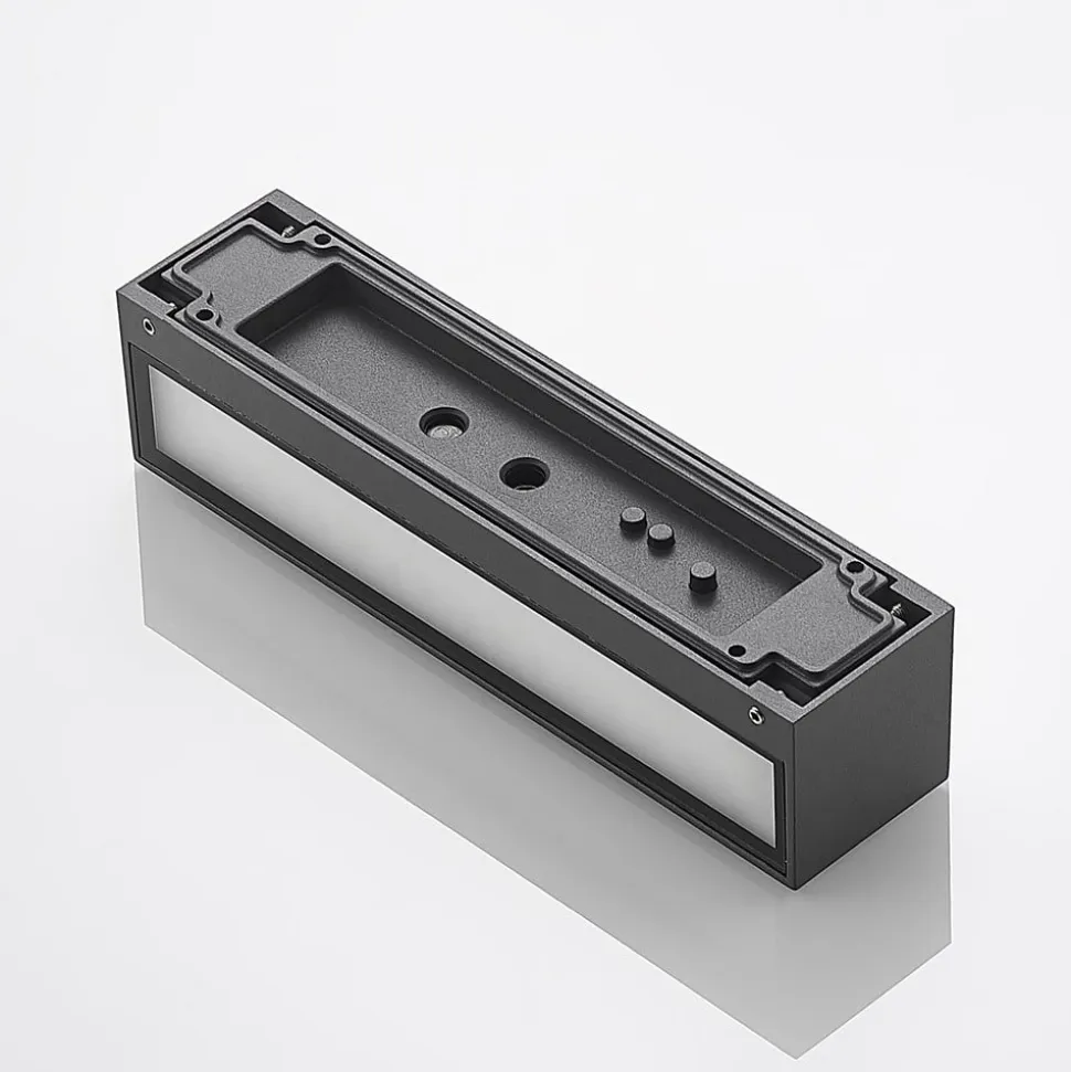 Arcchio LED-væglampe Lengo, 25 cm, 2 lyskilder, antracit, CCT