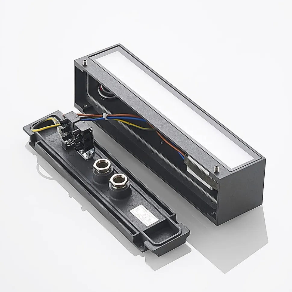 Arcchio LED-væglampe Lengo, 25 cm, 2 lyskilder, antracit, CCT