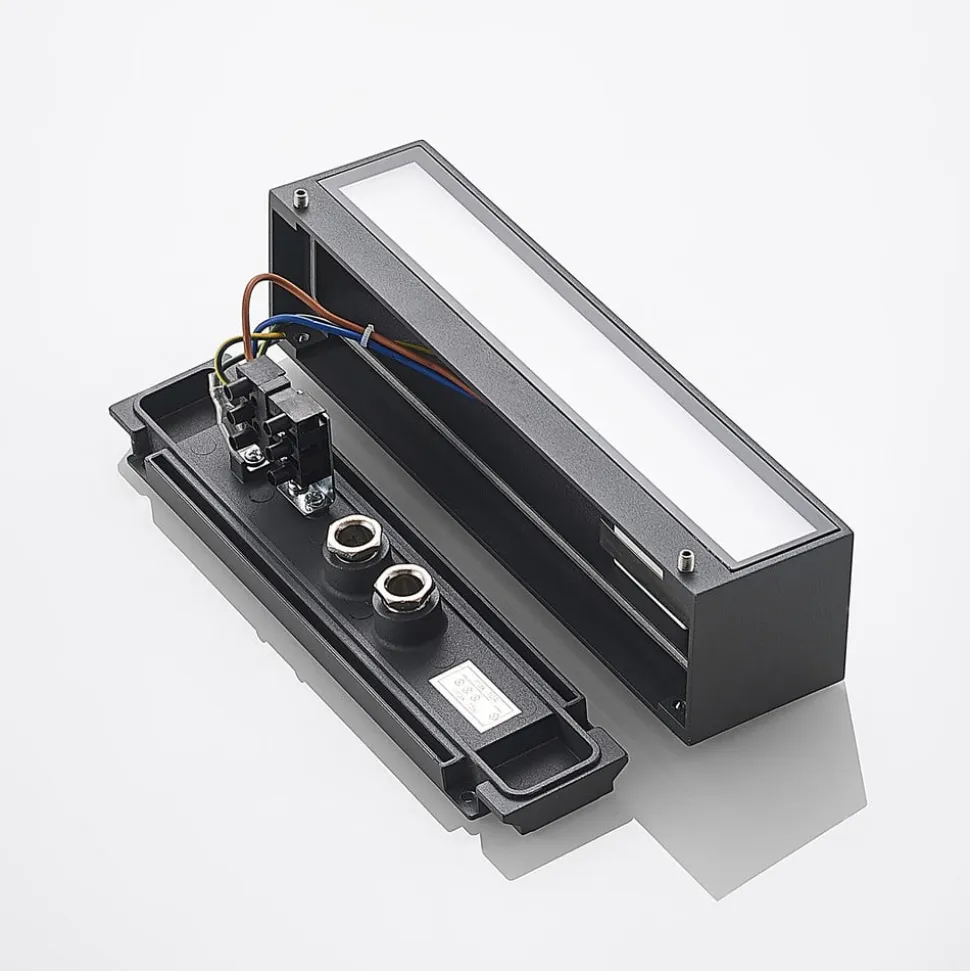 Arcchio LED-væglampe Lengo, 25 cm, 1 lyskilde, antracit, CCT