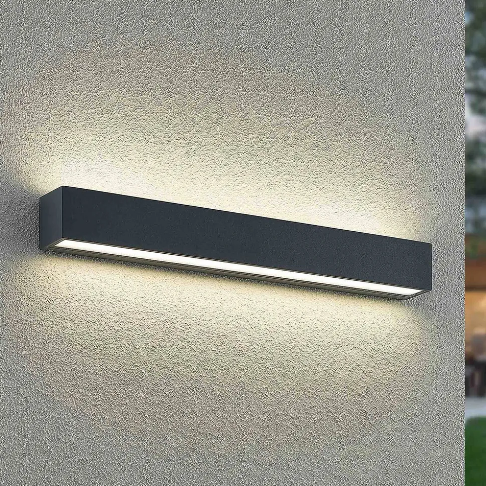 Arcchio LED-væglampe Lengo, 50 cm, 2 lyskilder, antracit, CCT