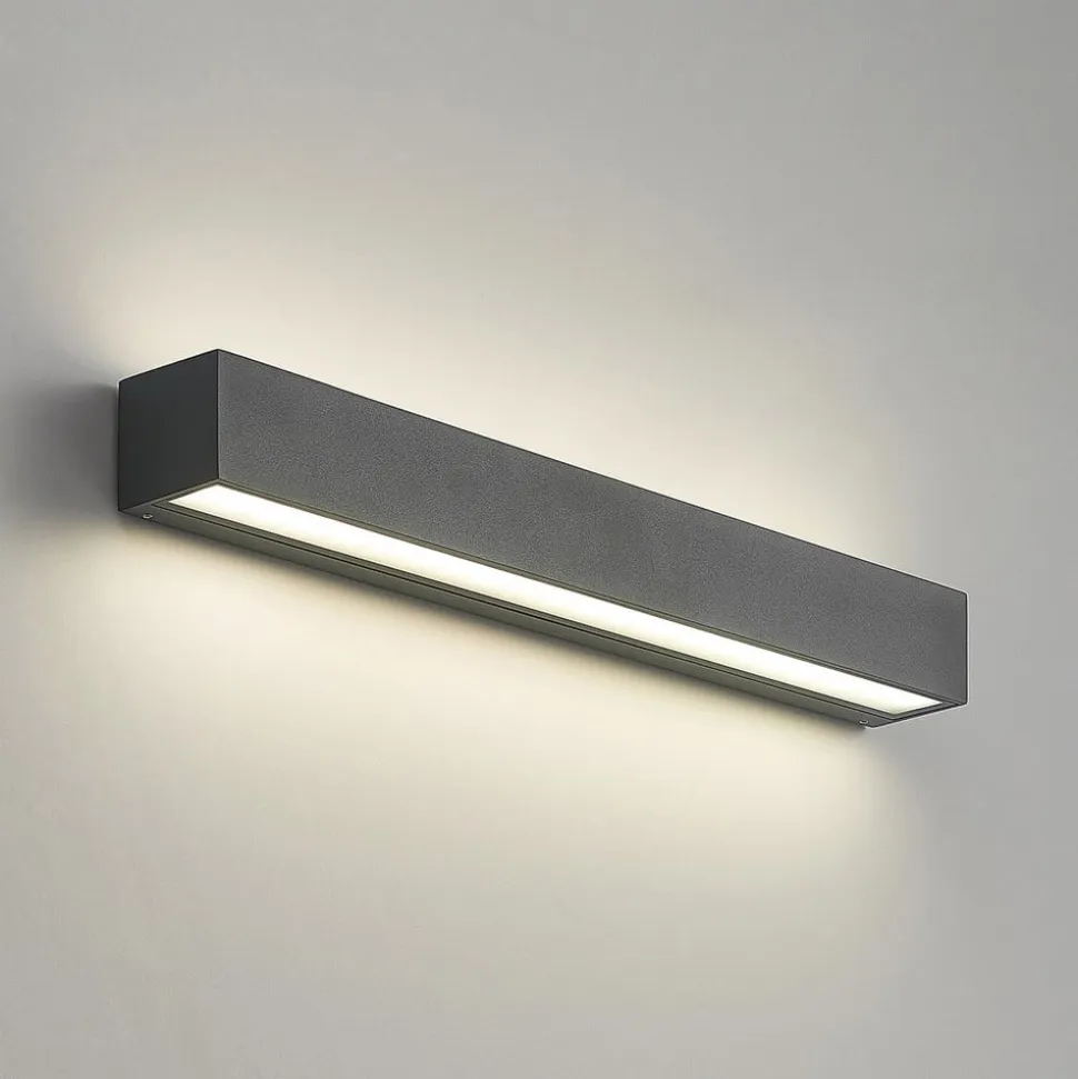 Arcchio LED-væglampe Lengo, 50 cm, 2 lyskilder, antracit, CCT