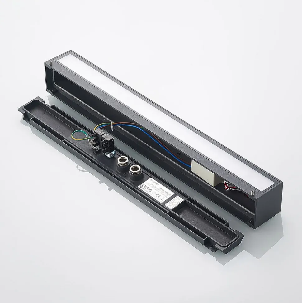 Arcchio LED-væglampe Lengo, 50 cm, 2 lyskilder, antracit, CCT