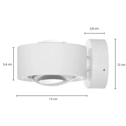 Arcchio LED-væglampe Rotari, linse, op/ned, hvid, metal