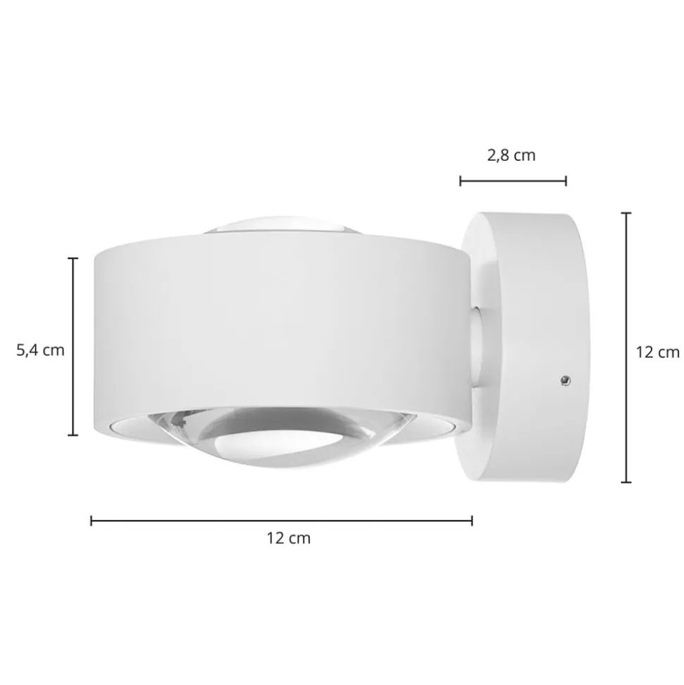Arcchio LED-væglampe Rotari, linse, op/ned, hvid, metal