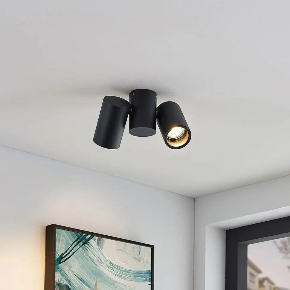 Arcchio loftlampe Gesina, 2-lys, sort, aluminium, 17,5 cm