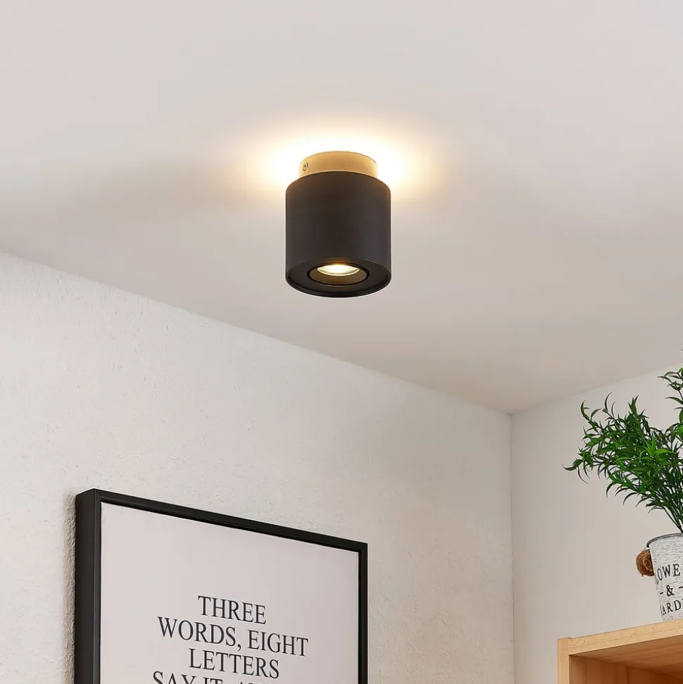 Arcchio loftlampe Walisa, Ø 10 cm, sort, metal, GU10