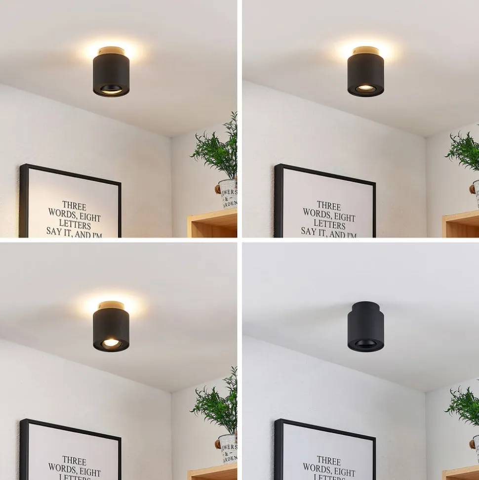 Arcchio loftlampe Walisa, Ø 10 cm, sort, metal, GU10