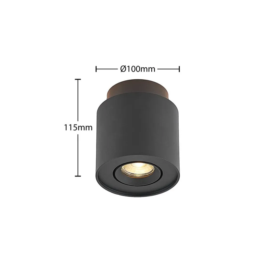 Arcchio loftlampe Walisa, Ø 10 cm, sort, metal, GU10