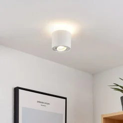 Arcchio loftlampe Walisa, Ø 10 cm, hvid, metal, GU10