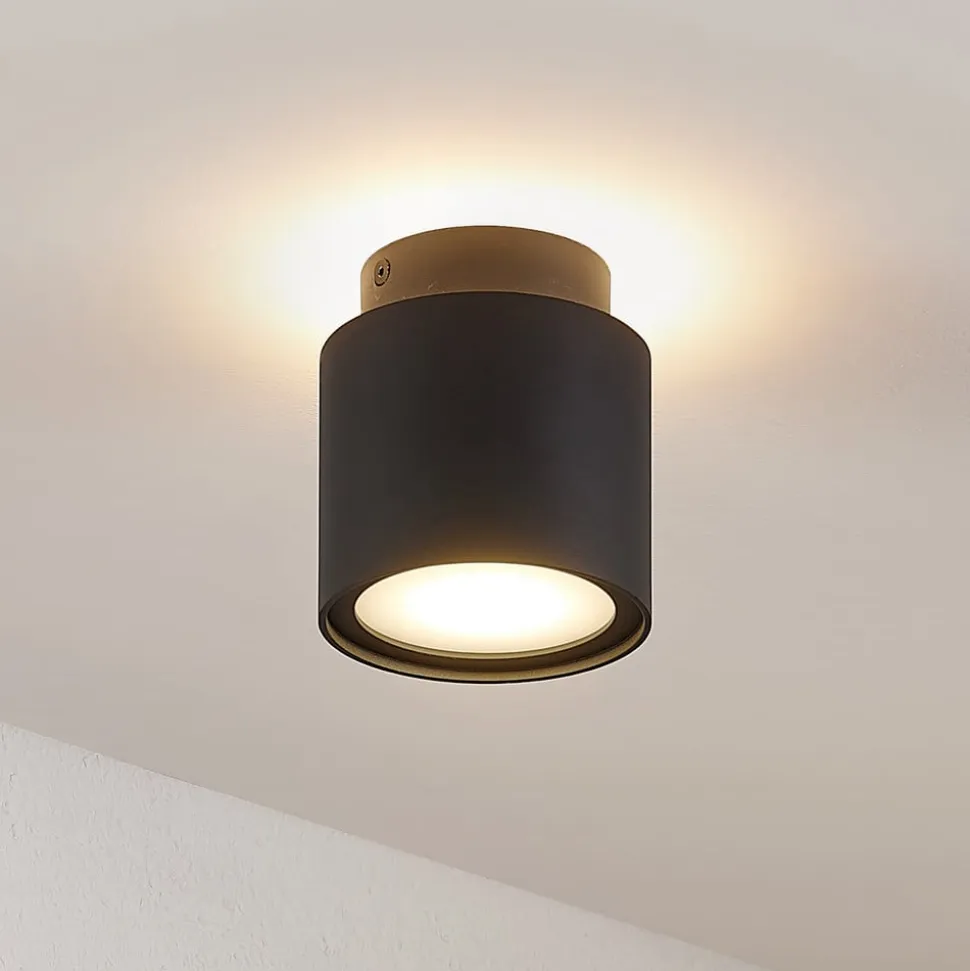 Arcchio loftlampe Walisa, Ø 10 cm, sort, diffuser, GU10