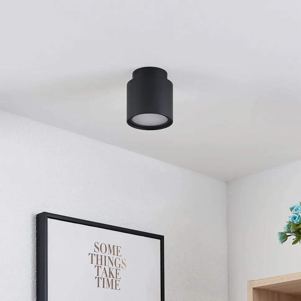 Arcchio loftlampe Walisa, Ø 10 cm, sort, diffuser, GU10