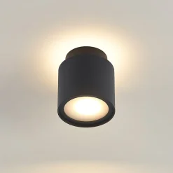 Arcchio loftlampe Walisa, Ø 10 cm, sort, diffuser, GU10