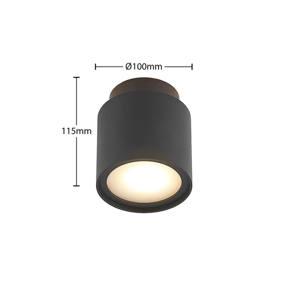 Arcchio loftlampe Walisa, Ø 10 cm, sort, diffuser, GU10