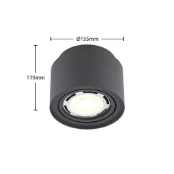 Arcchio loftlampe Walisa, Ø 15 cm, sort, metal, GU10