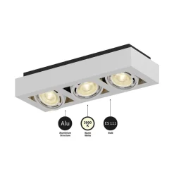 Arcchio loftspot Ronka, 50 cm, 3 lyskilder, hvid, GU10