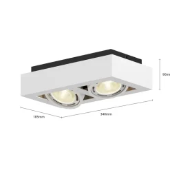 Arcchio loftspot Ronka, 34 cm, 2 lyskilder, hvid, GU10