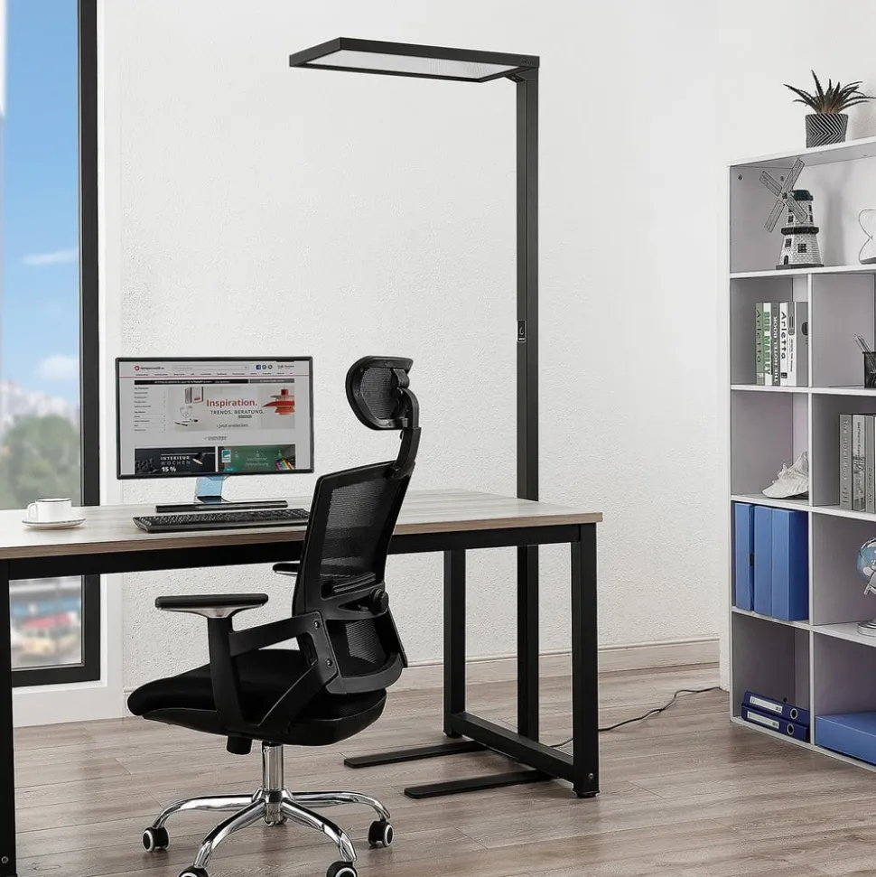Arcchio Nelus LED-gulvlampe til kontor, sort sensor