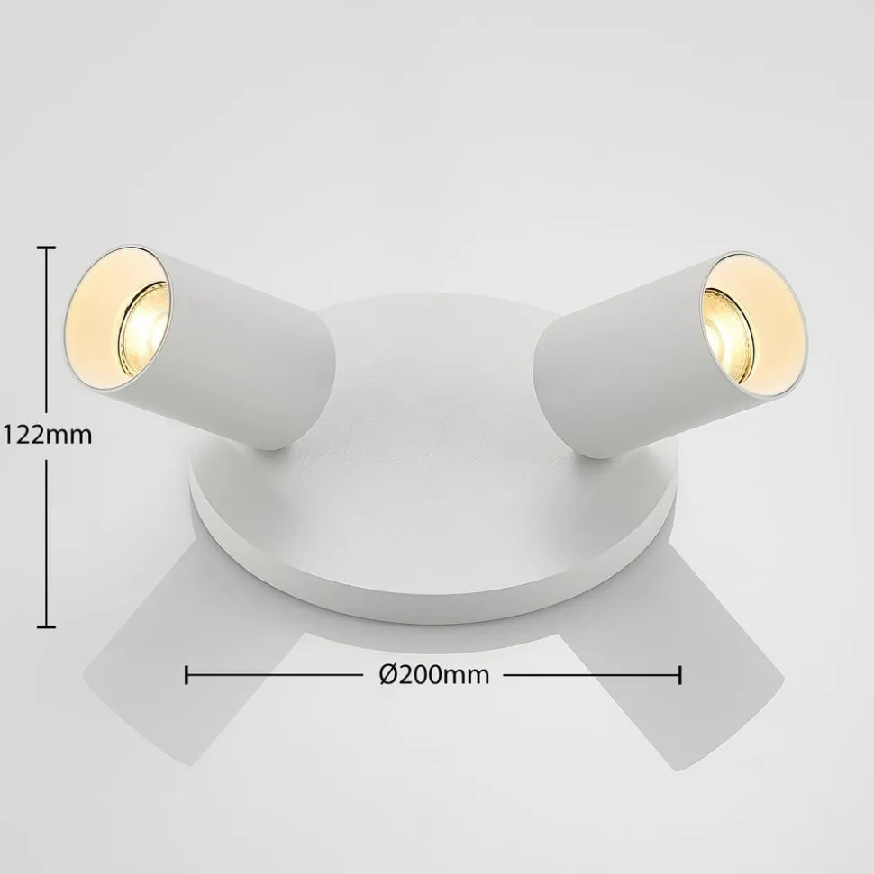 Arcchio spotlight Brinja, hvid, rund, Ø 6 cm, 2 lyskilder, GU10