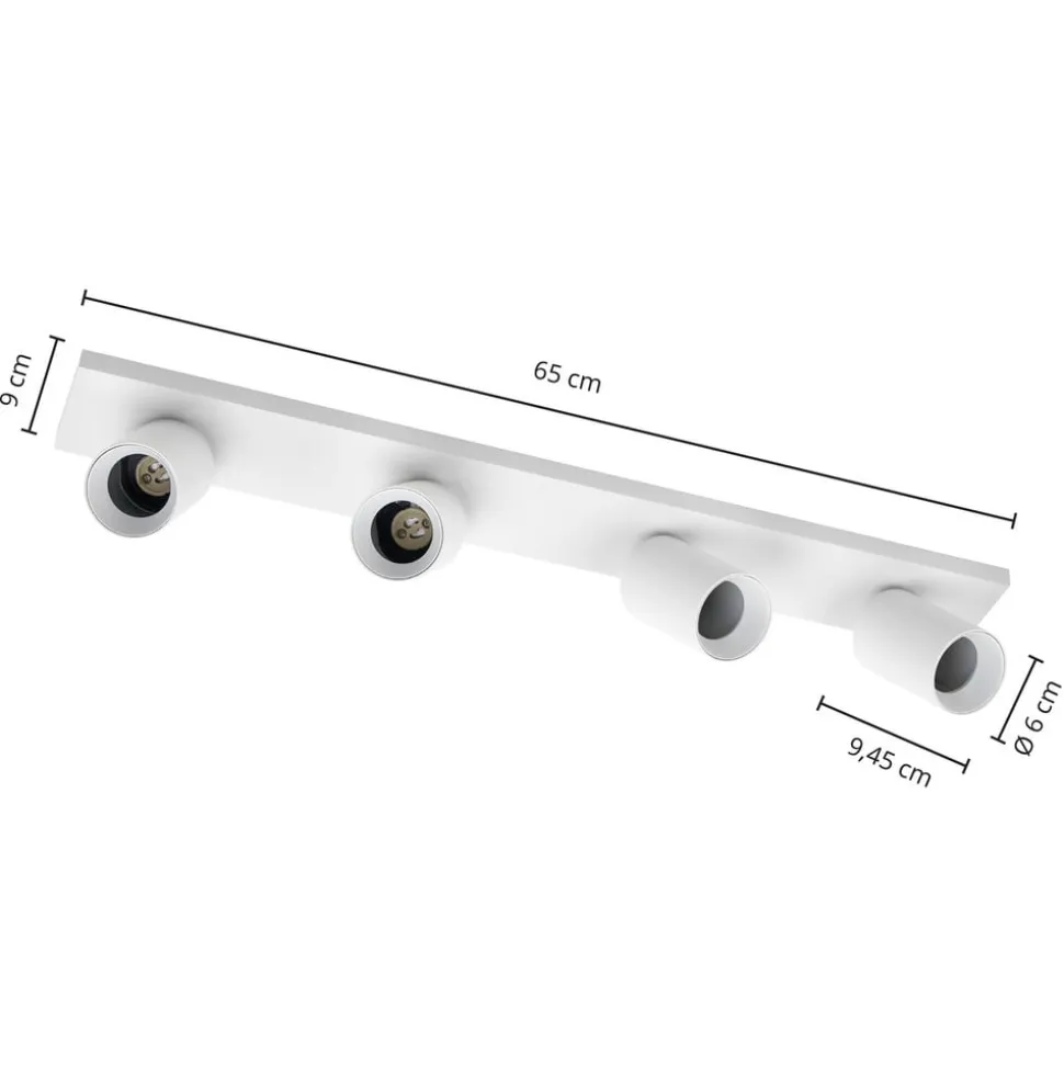 Arcchio spotlight Brinja, hvid, kantet, Ø 7 cm, 4 lyskilder, GU10