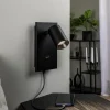 Arcchio spotlight Brinja, sort, metal, USB-C, afbryder