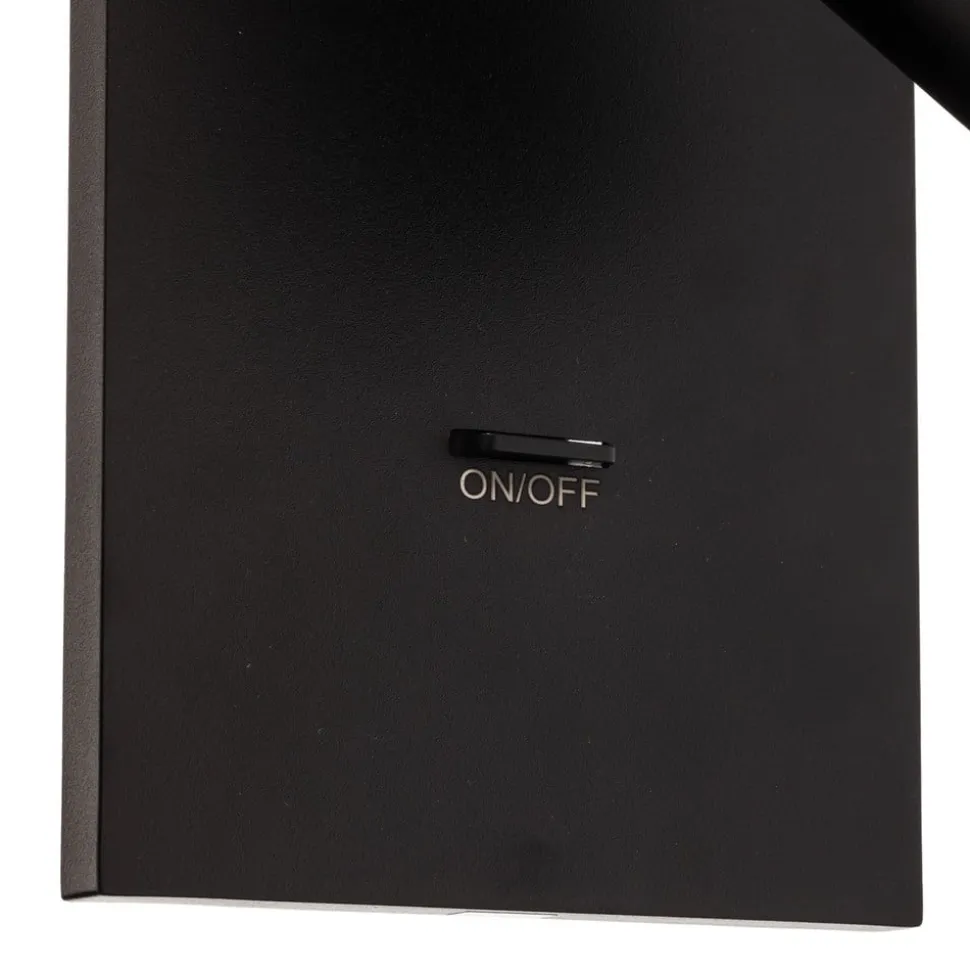 Arcchio spotlight Brinja, sort, metal, USB-C, afbryder