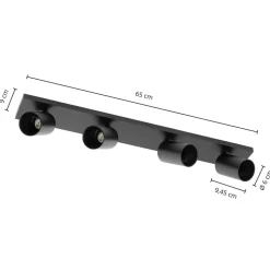 Arcchio spotlight Brinja, sort, 65 cm lang, Ø 7 cm, 4 lyskilder