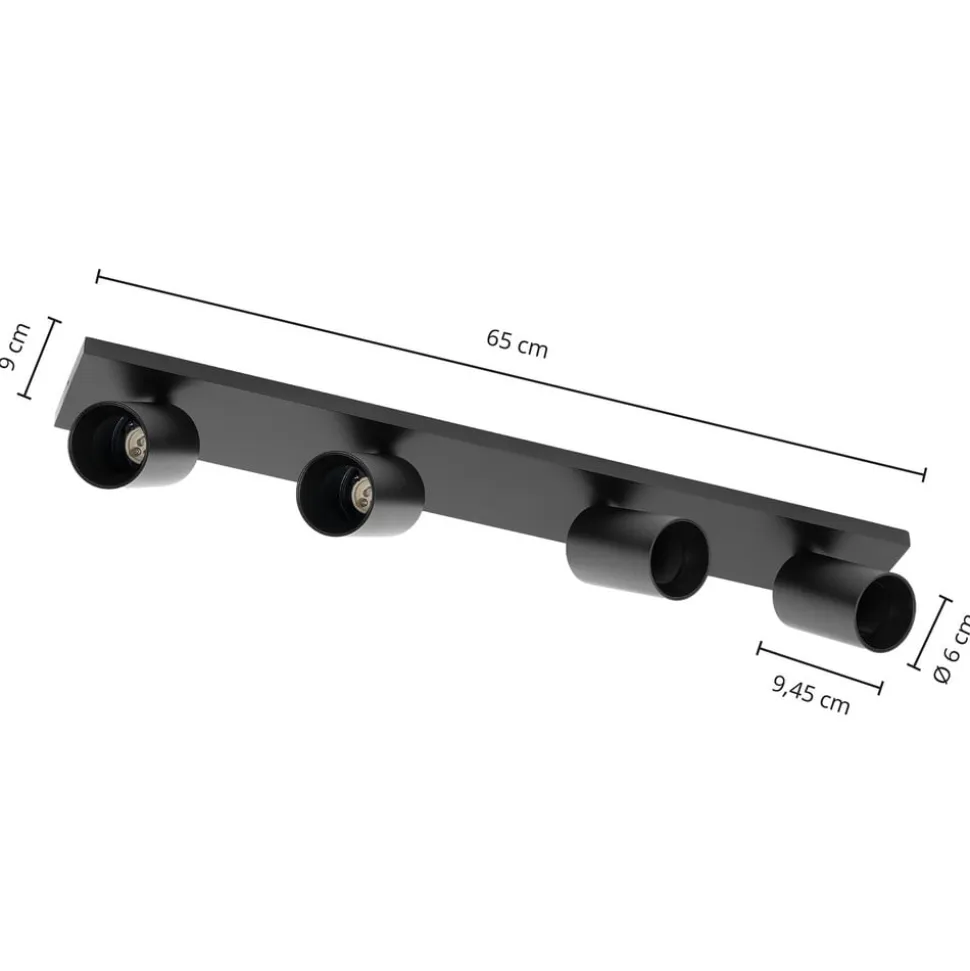 Arcchio spotlight Brinja, sort, 65 cm lang, Ø 7 cm, 4 lyskilder