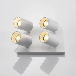 Arcchio spotlight Brinja, hvid, kantet, Ø 6 cm, 4 lyskilder, GU10