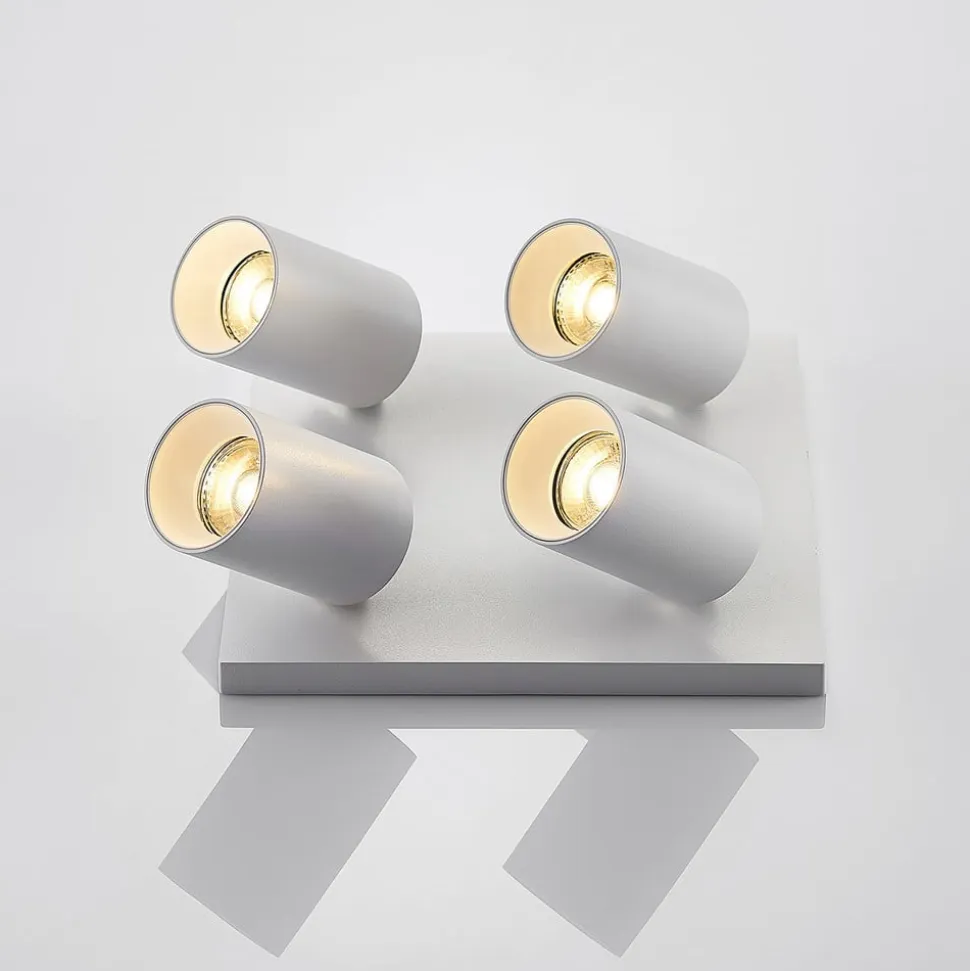 Arcchio spotlight Brinja, hvid, kantet, Ø 6 cm, 4 lyskilder, GU10