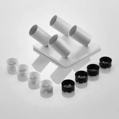 Arcchio spotlight Brinja, hvid, kantet, Ø 6 cm, 4 lyskilder, GU10