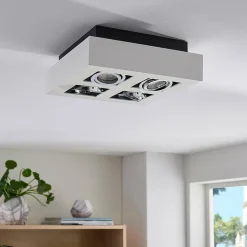 Arcchio spotlight Vince, 25 x 25 cm, 4 lyskilder, hvid/krom, GU10