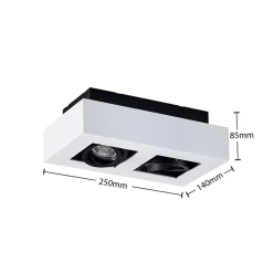 Arcchio spotlight Vince, 25 cm, 2 lyskilder, hvid/sort, GU10