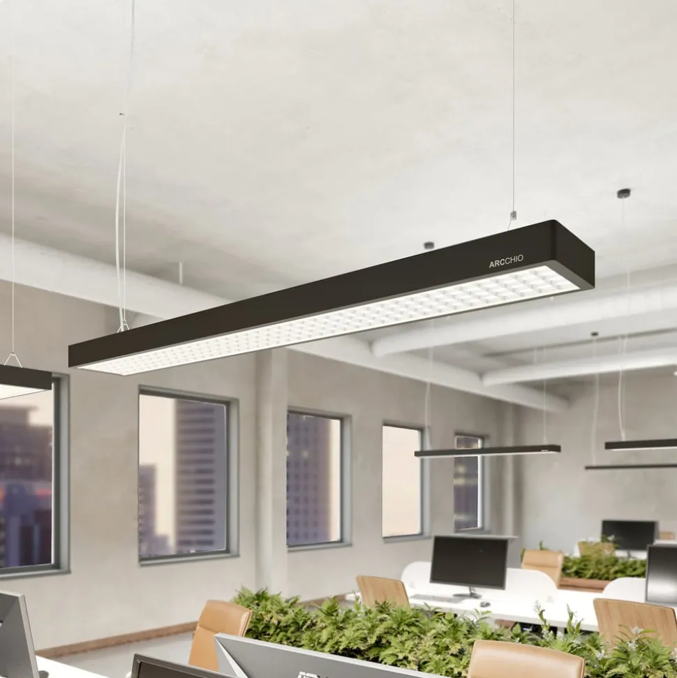 Arcchio Susi LED-kontorhængelampe, sort, 120 cm, 4000K, DALI