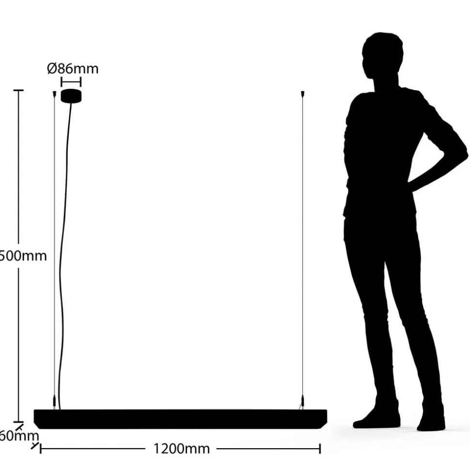 Arcchio Susi LED-kontorhængelampe, sort, 120 cm, 4000K, DALI