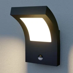 Arcchio udendørs LED-væglampe Advik, antracit, IP54, sensor