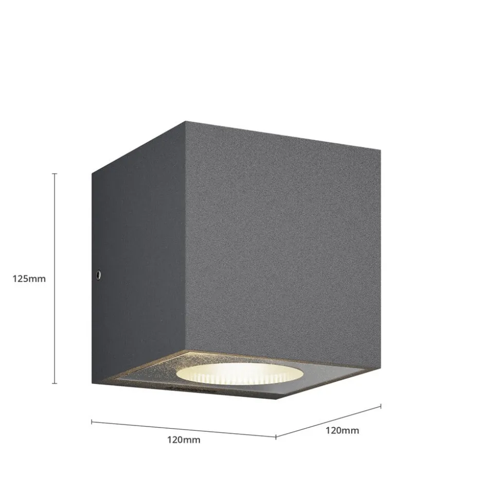 Arcchio udendørs LED-væglampe Tassnim, 12 cm, antracit, IP65