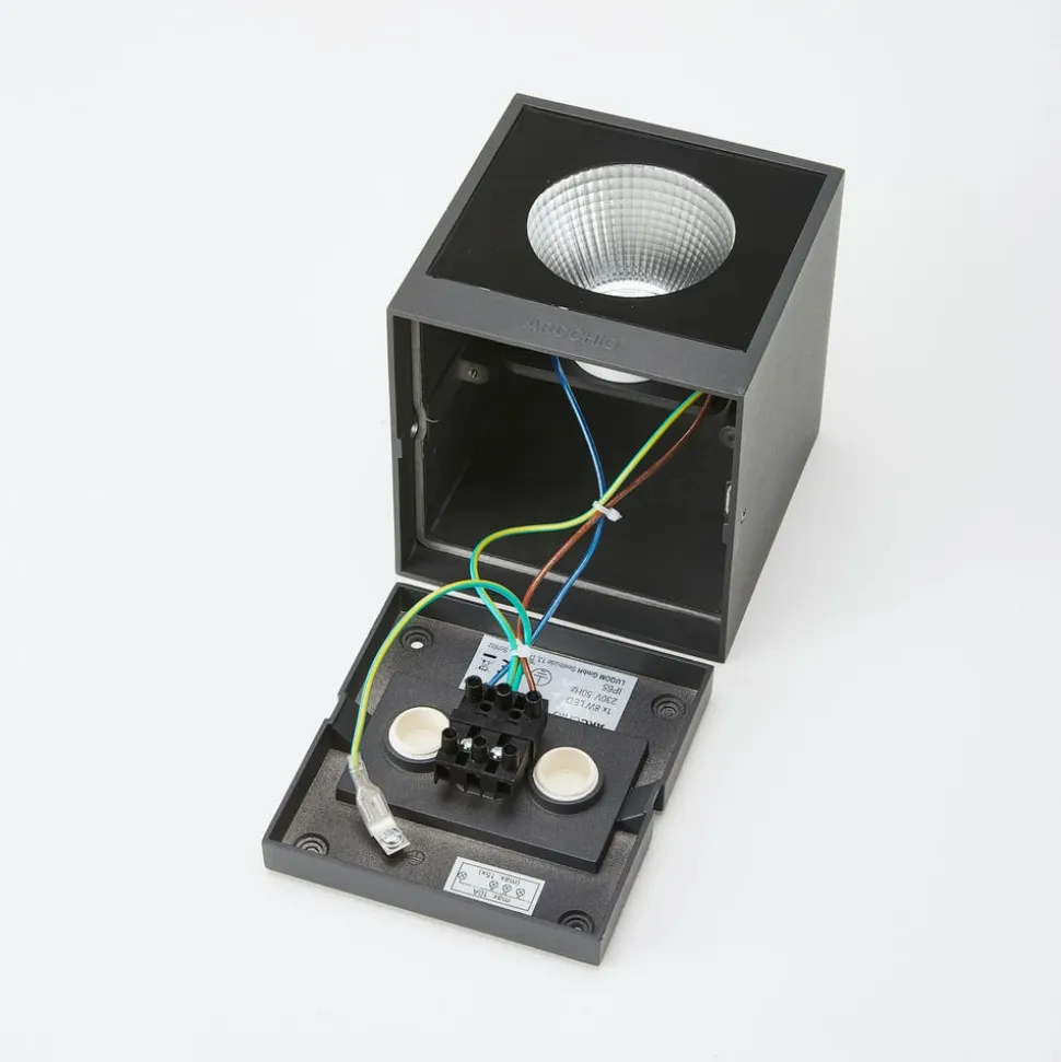 Arcchio udendørs LED-væglampe Tassnim, 12 cm, antracit, IP65