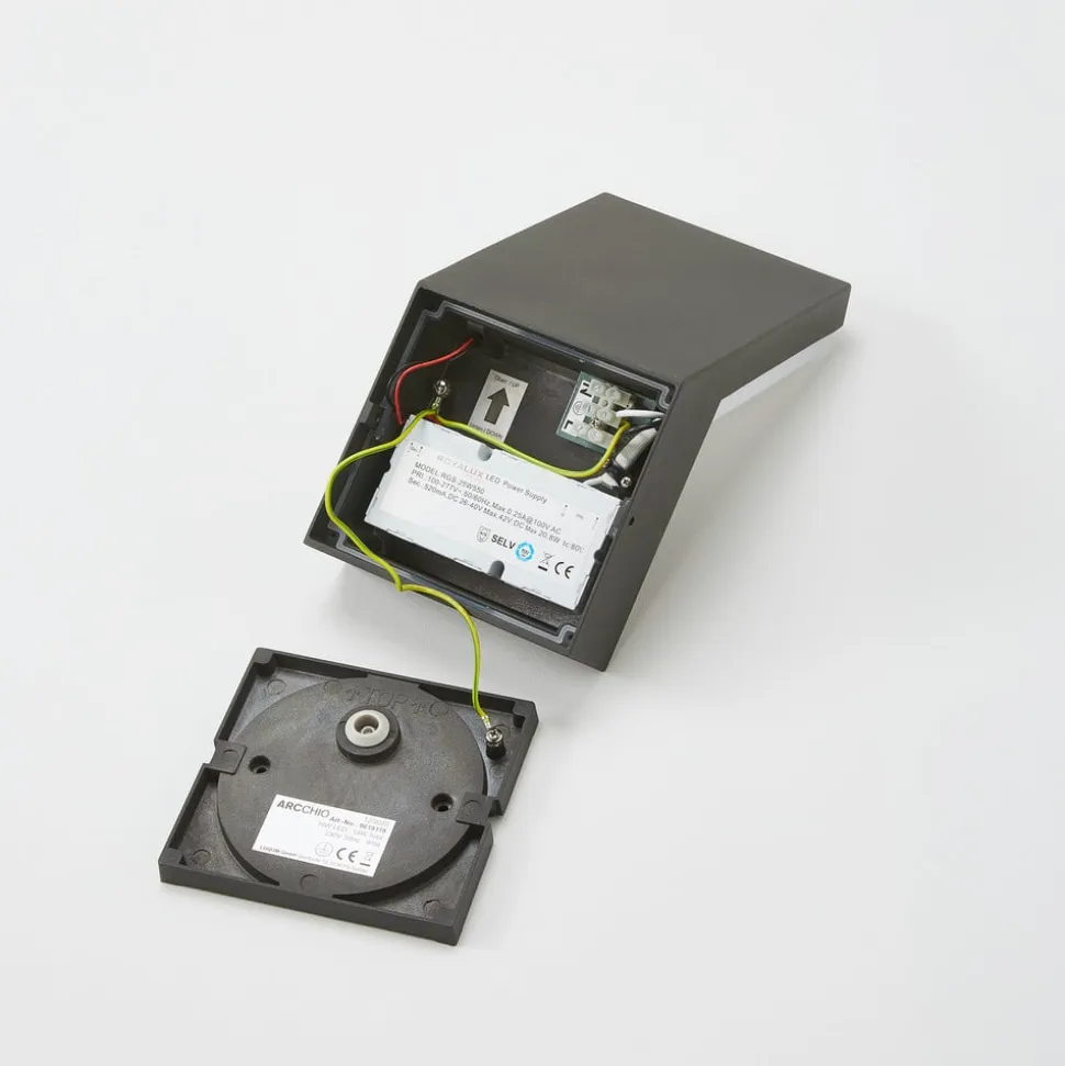 Arcchio udendørs LED-væglampe Yolena, sensor, antracit, aluminium