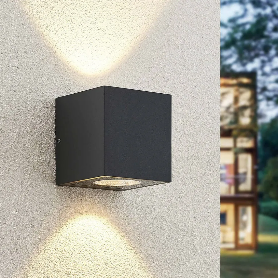 Arcchio udendørs LED-væglampe Tassnim, 12 cm, antracit, IP65