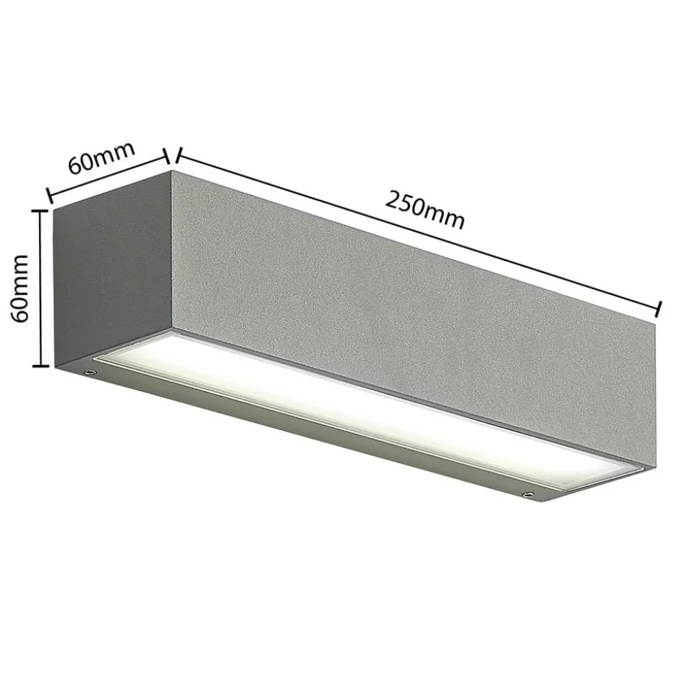 Arcchio udendørs LED-væglampe Lengo, 25 cm, 1 lyskilde, grå, CCT