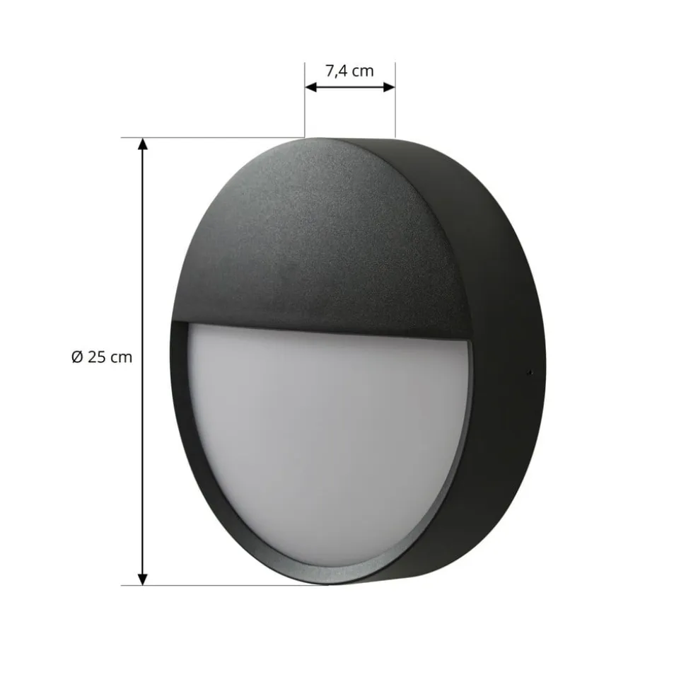 Arcchio udendørs LED-væglampe Gravo, Ø 25 cm, sort, IP65