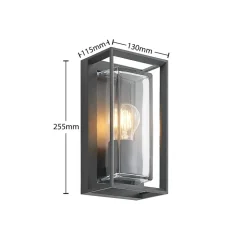 Arcchio udendørs væglampe Ismera, 25 cm, antracit, sensor
