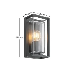 Arcchio udendørs væglampe Ismera, 25 cm, antracit, sensor