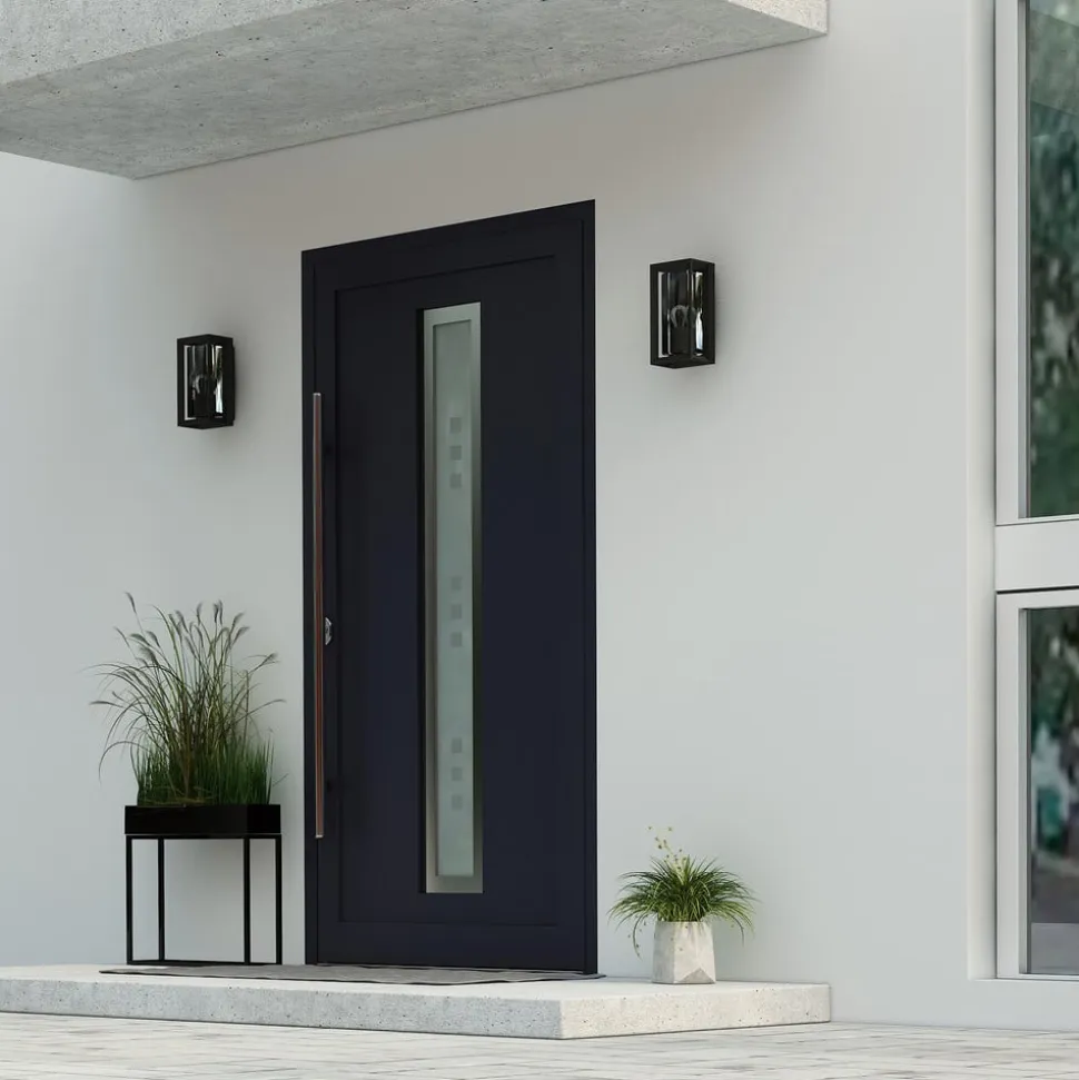 Arcchio udendørs væglampe Ismera, antracit/klar, IP65, glas