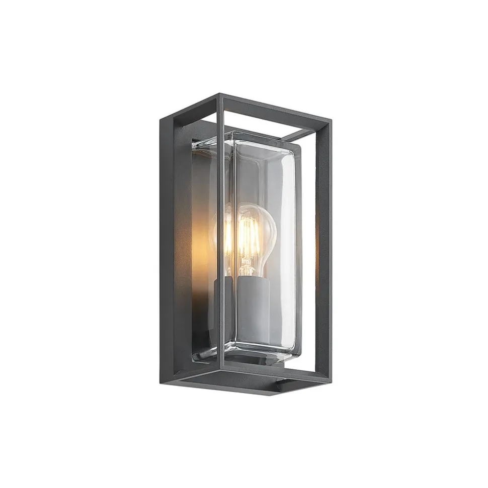 Arcchio udendørs væglampe Ismera, antracit/klar, IP65, glas