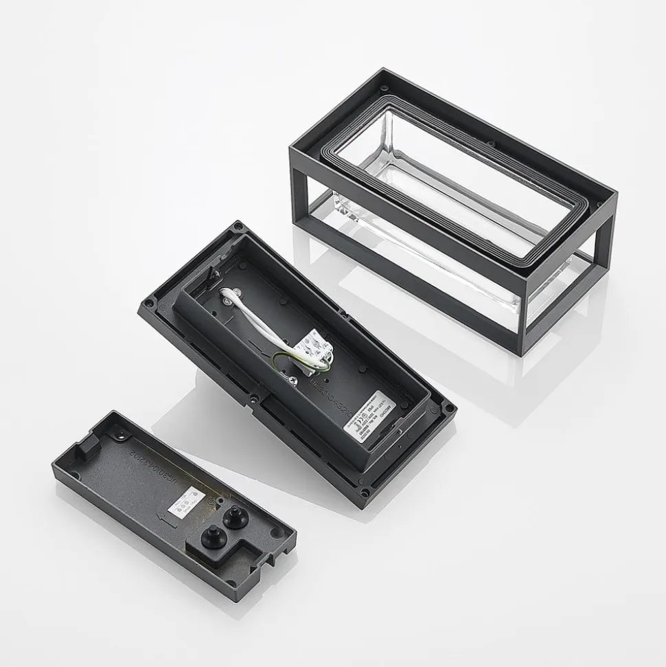 Arcchio udendørs væglampe Ismera, antracit/klar, IP65, glas