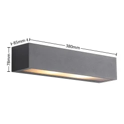 Arcchio udendørs væglampe LengoE27, 38 cm, antracit, E27, IP54