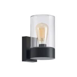 Arcchio udendørs væglampe Liljana, sort, 21 cm, IP65, glas