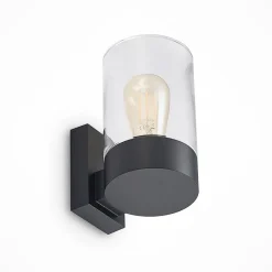 Arcchio udendørs væglampe Liljana, sort, 21 cm, IP65, glas