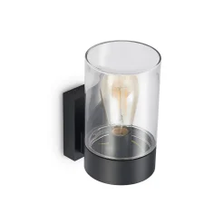 Arcchio udendørs væglampe Liljana, sort, 21 cm, IP65, glas